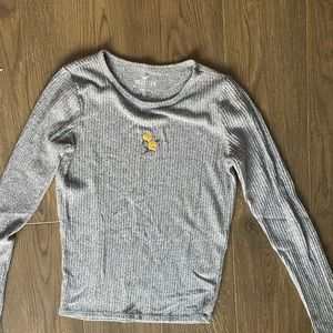 Gray Hollister long sleeve with embroidered yellow flowers size small